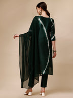 Lehariya Printed And Embroidered Kurta With Pant And Dupatta Set, Multicolor - Hiral Fashion - Distacart