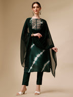 Lehariya Printed And Embroidered Kurta With Pant And Dupatta Set, Multicolor - Hiral Fashion - Distacart
