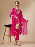 Lehariya Printed And Embroidered Kurta With Pant And Dupatta Set, Multicolor - Hiral Fashion - Distacart