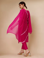 Lehariya Printed And Embroidered Kurta With Pant And Dupatta Set, Multicolor - Hiral Fashion - Distacart