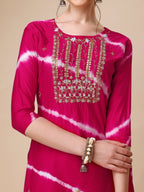 Lehariya Printed And Embroidered Kurta With Pant And Dupatta Set, Multicolor - Hiral Fashion - Distacart