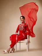 Lehariya Printed And Embroidered Kurta With Pant And Dupatta Set, Multicolor - Hiral Fashion - Distacart