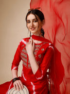 Lehariya Printed And Embroidered Kurta With Pant And Dupatta Set, Multicolor - Hiral Fashion - Distacart