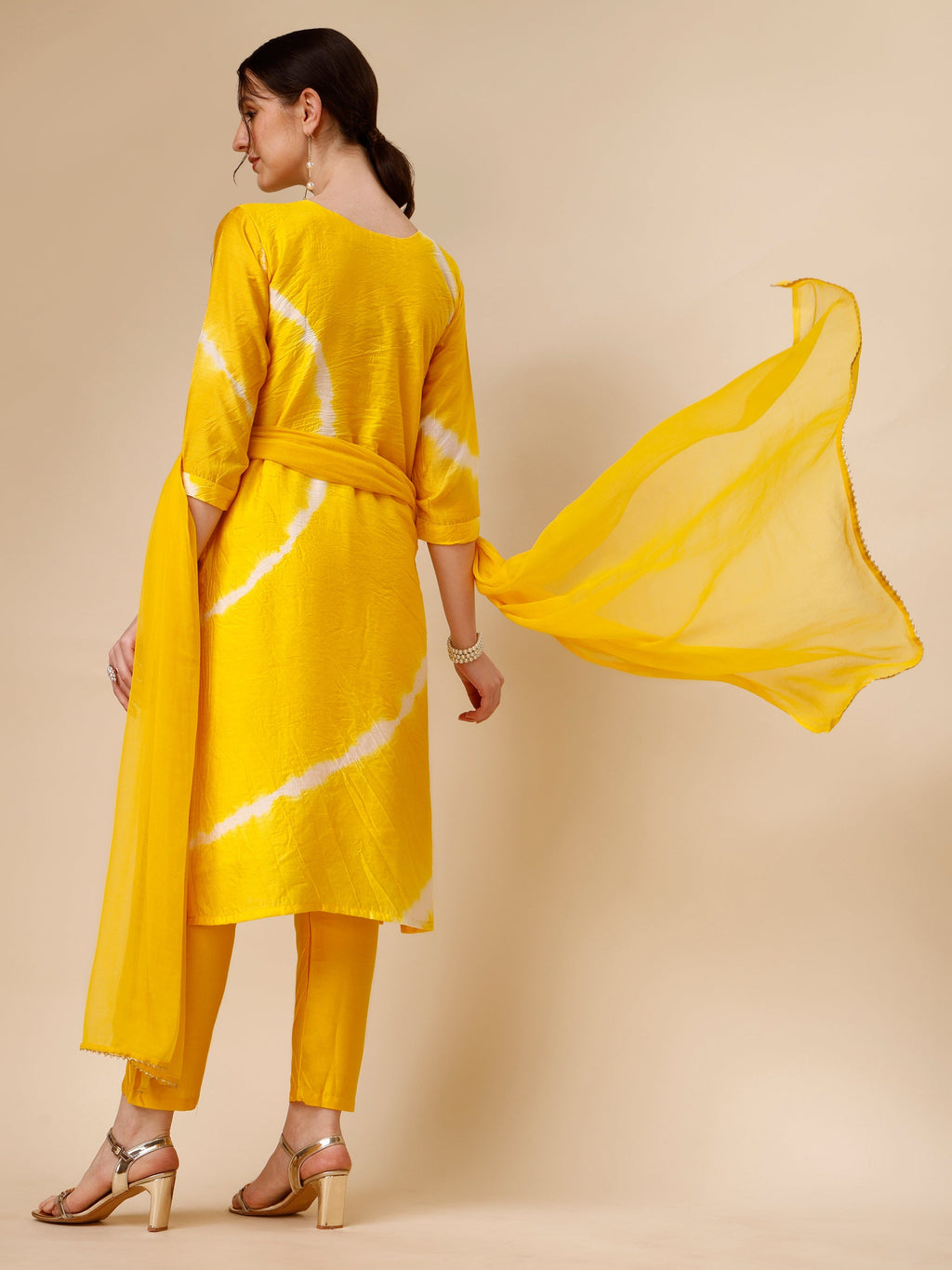Lehariya Printed And Embroidered Kurta With Pant And Dupatta Set, Multicolor - Hiral Fashion - Distacart