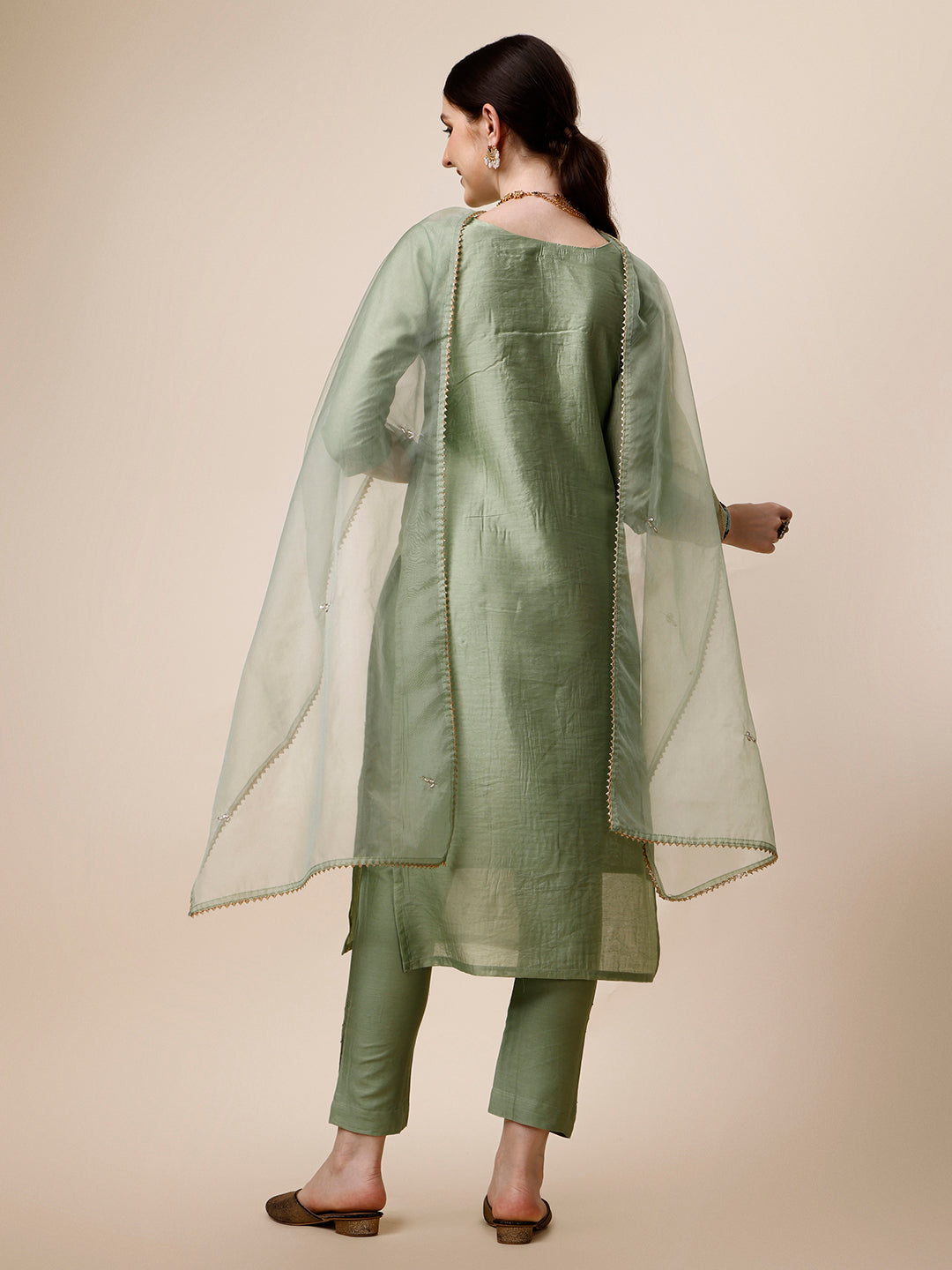 Embroidered Kurta With Pant And Dupatta Set, Multicolor - Hiral Fashion - Distacart
