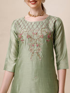 Embroidered Kurta With Pant And Dupatta Set, Multicolor - Hiral Fashion - Distacart