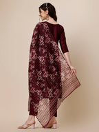 Embroidered Kurta With Pant And Dupatta Set, Multicolor - Hiral Fashion - Distacart