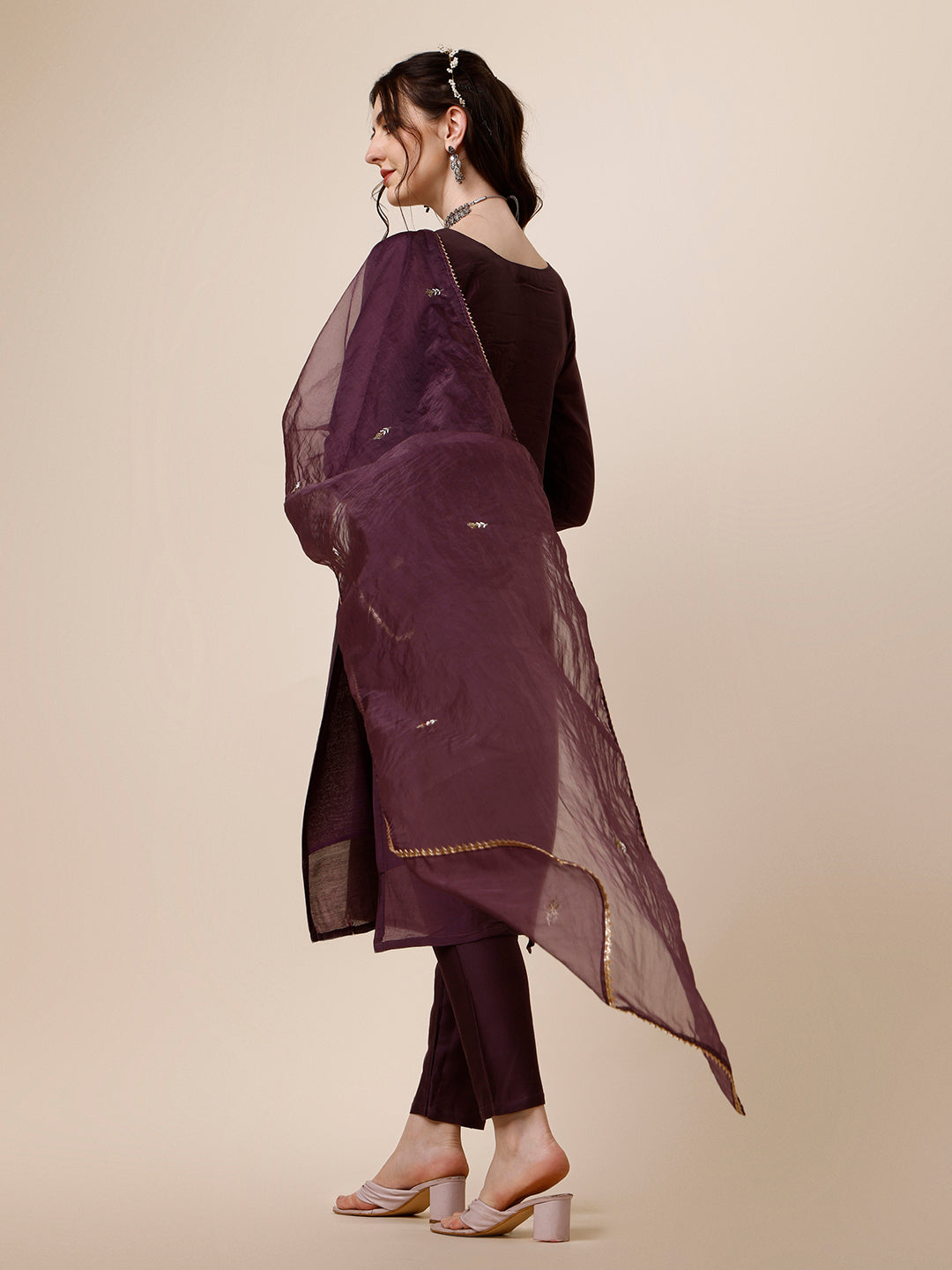 Embroidered Kurta With Pant And Dupatta Set, Multicolor - Hiral Fashion - Distacart