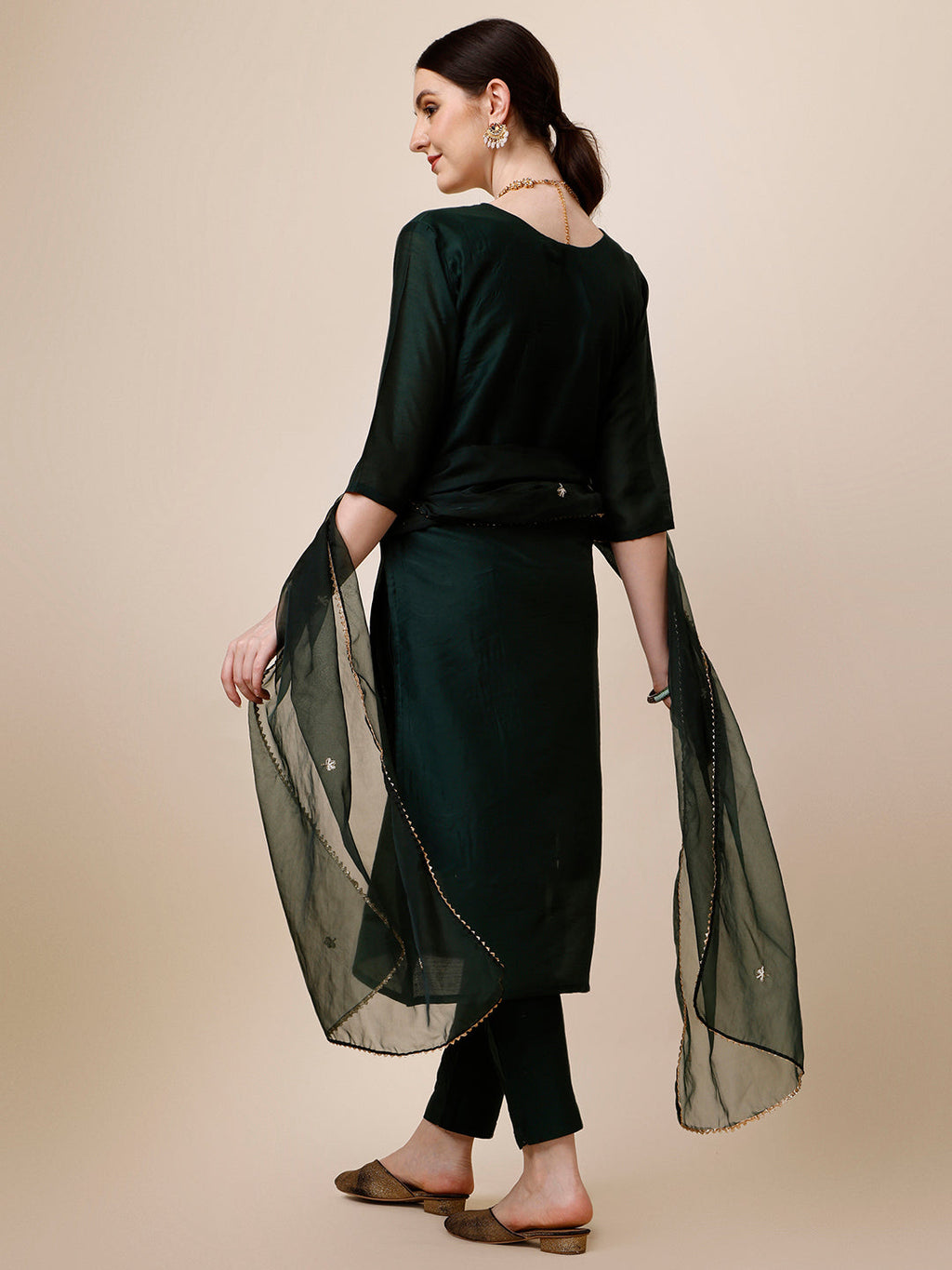 Embroidered Kurta With Pant And Dupatta Set, Multicolor - Hiral Fashion - Distacart