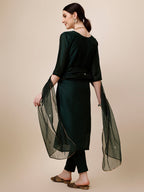 Embroidered Kurta With Pant And Dupatta Set, Multicolor - Hiral Fashion - Distacart