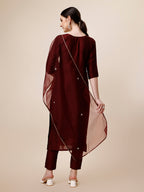 Embroidered Color Kurta With Pant And Dupatta Set, Multicolor - Hiral Fashion - Distacart