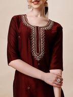 Embroidered Color Kurta With Pant And Dupatta Set, Multicolor - Hiral Fashion - Distacart