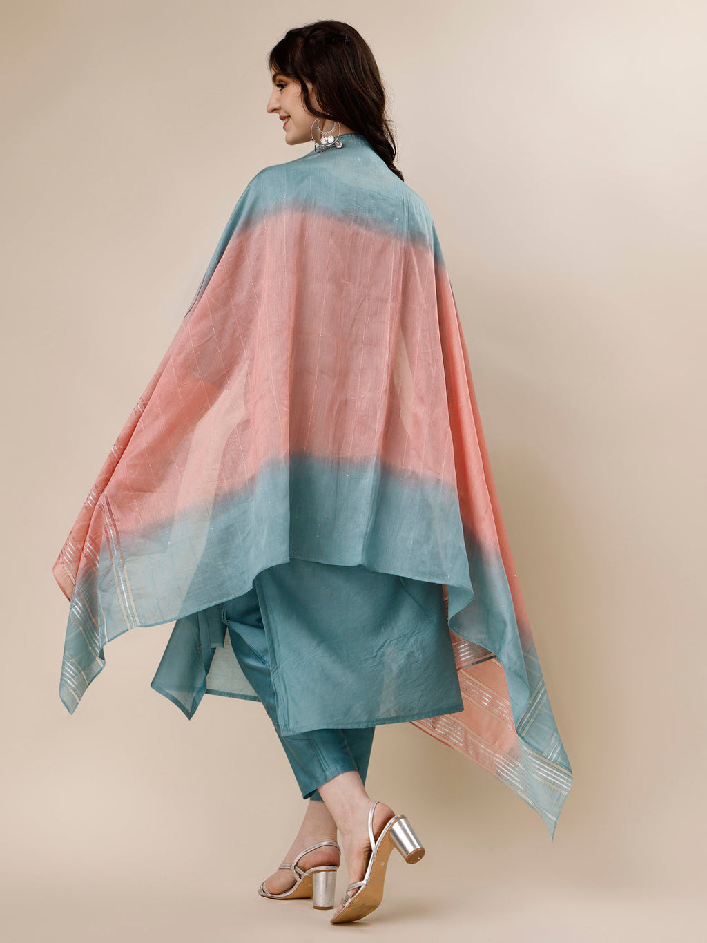 Embroidered Kurta With Pant And Dupatta Set, Multicolor - Hiral Fashion - Distacart