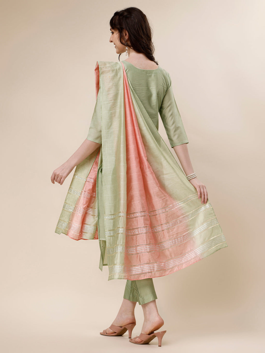 Embroidered Kurta With Pant And Dupatta Set, Multicolor - Hiral Fashion - Distacart