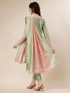 Embroidered Kurta With Pant And Dupatta Set, Multicolor - Hiral Fashion - Distacart