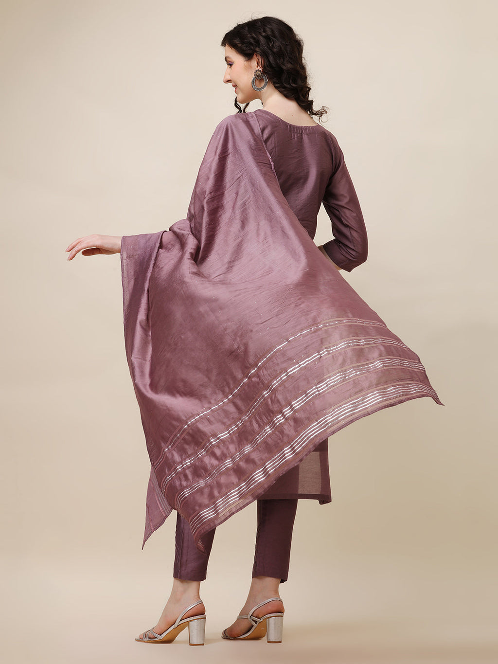 Embroidered Lavender Kurta With Pant And Dupatta Set, Multicolor - Hiral Fashion - Distacart
