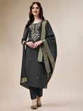 Embroidered Kurta With Pant And Dupatta Set, Multicolor - Hiral Fashion - Distacart