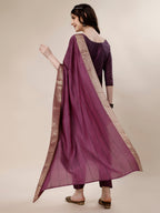 Embroidered Kurta With Pant And Dupatta Set, Multicolor - Hiral Fashion - Distacart