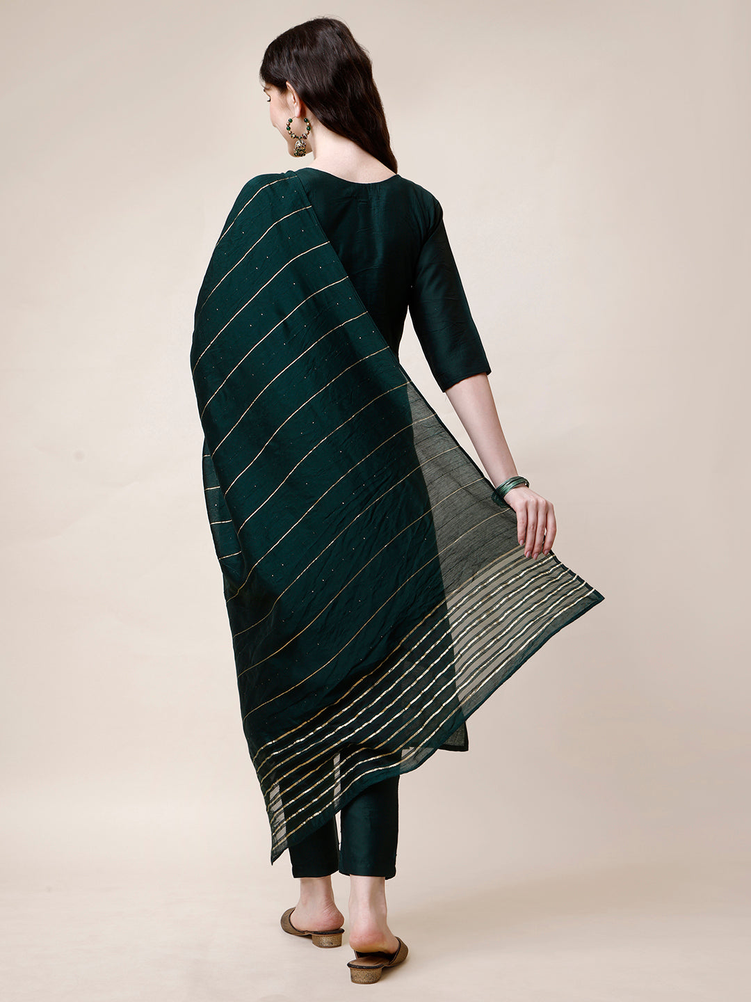 Embroidered Kurta With Pant And Dupatta Set, Multicolor - Hiral Fashion - Distacart