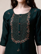 Embroidered Kurta With Pant And Dupatta Set, Multicolor - Hiral Fashion - Distacart