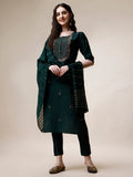 Embroidered Kurta With Pant And Dupatta Set, Multicolor - Hiral Fashion - Distacart