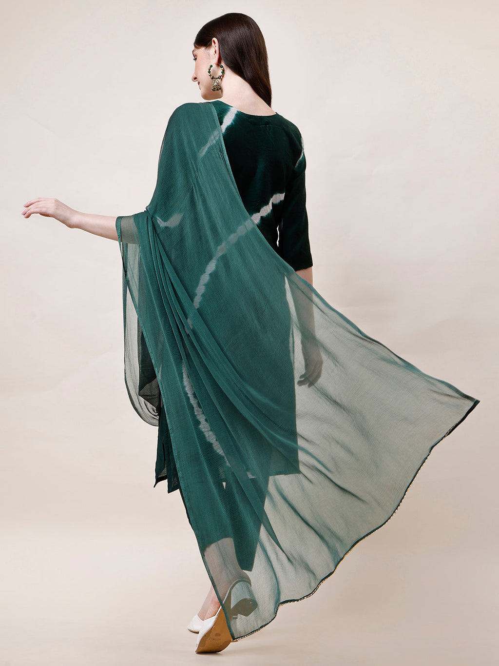 Embroidered And Leheriya Printed Kurta With Pant And Dupatta Set, Multicolor - Hiral Fashion - Distacart