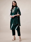 Embroidered And Leheriya Printed Kurta With Pant And Dupatta Set, Multicolor - Hiral Fashion - Distacart