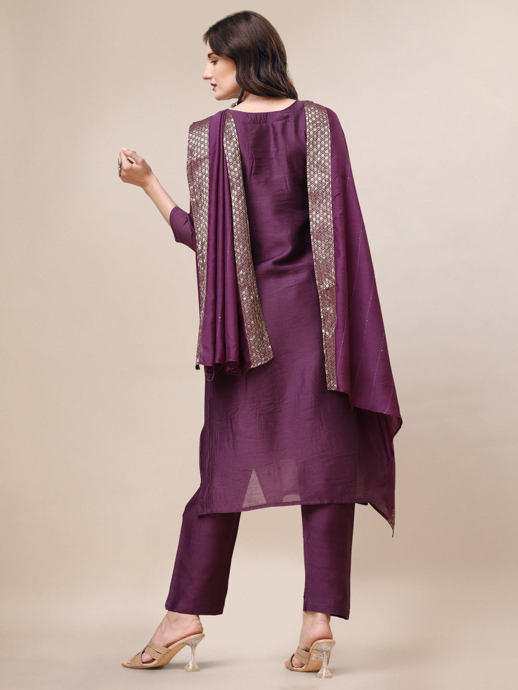 Hand Embroidered Kurta With Pant & Dupatta Set, Multicolor - Hiral Fashion - Distacart
