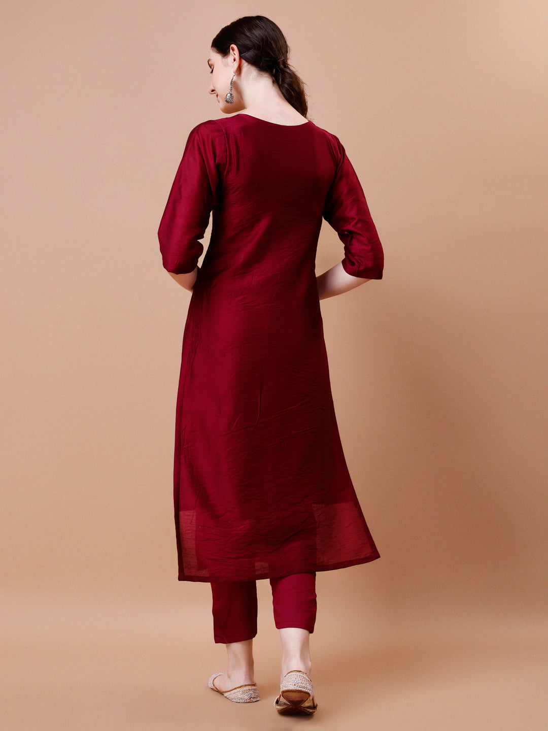 Placement Hand Embroidered Kurta With Pant & Dupatta Set, Multicolor - Hiral Fashion - Distacart