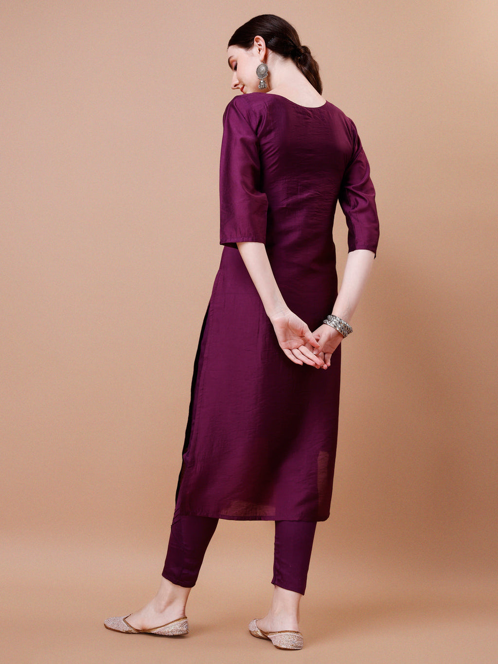 Placement Hand Embroidered Kurta With Pant & Dupatta Set, Multicolor - Hiral Fashion - Distacart