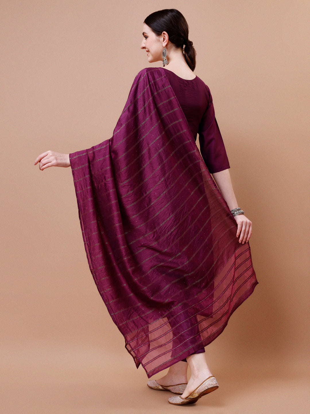 Placement Hand Embroidered Kurta With Pant & Dupatta Set, Multicolor - Hiral Fashion - Distacart