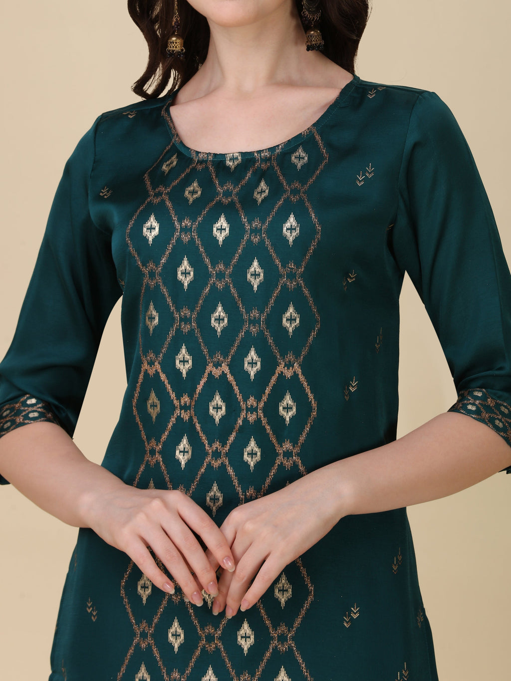 Foil Printed Kurta With Pant And Dupatta Set, Multicolor - Hiral Fashion - Distacart