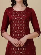 Foil Printed Kurta With Pant And Dupatta Set, Multicolor - Hiral Fashion - Distacart