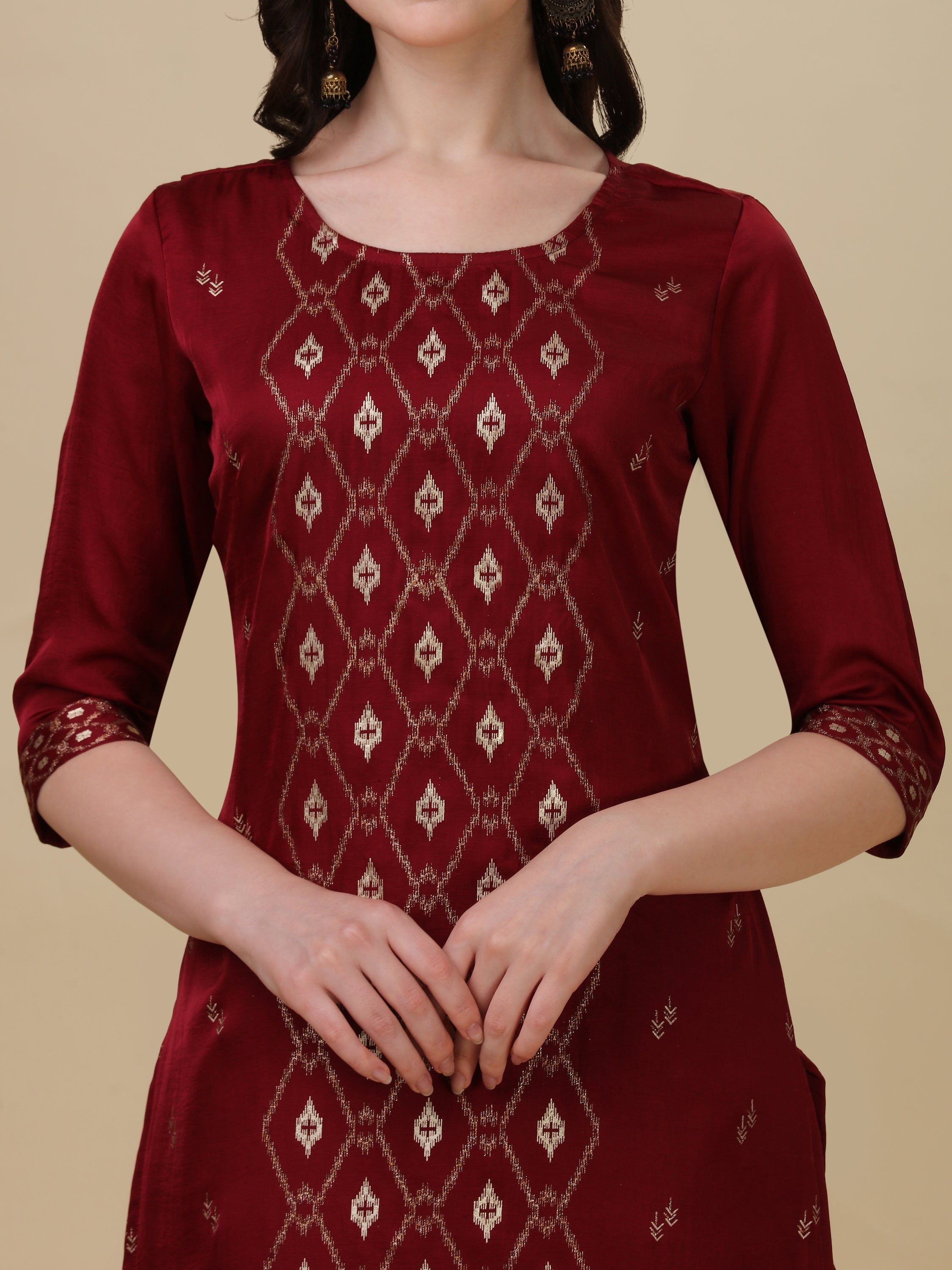 Foil Printed Kurta With Pant And Dupatta Set, Multicolor - Hiral Fashion - Distacart