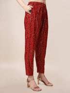 Bandhani Printed & Embroidered Kurta With Pant & Dupatta Set, Multicolor - Hiral Fashion - Distacart