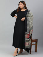 Janasya XL LOVE by Janasya Women's Plus Size Black Rayon Kurta With and Dupatta - Distacart