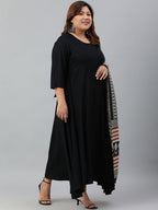 Janasya XL LOVE by Janasya Women's Plus Size Black Rayon Kurta With and Dupatta - Distacart