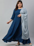Janasya XL LOVE by Janasya Women's Plus Size Teal Rayon Kurta and Dupatta - Distacart
