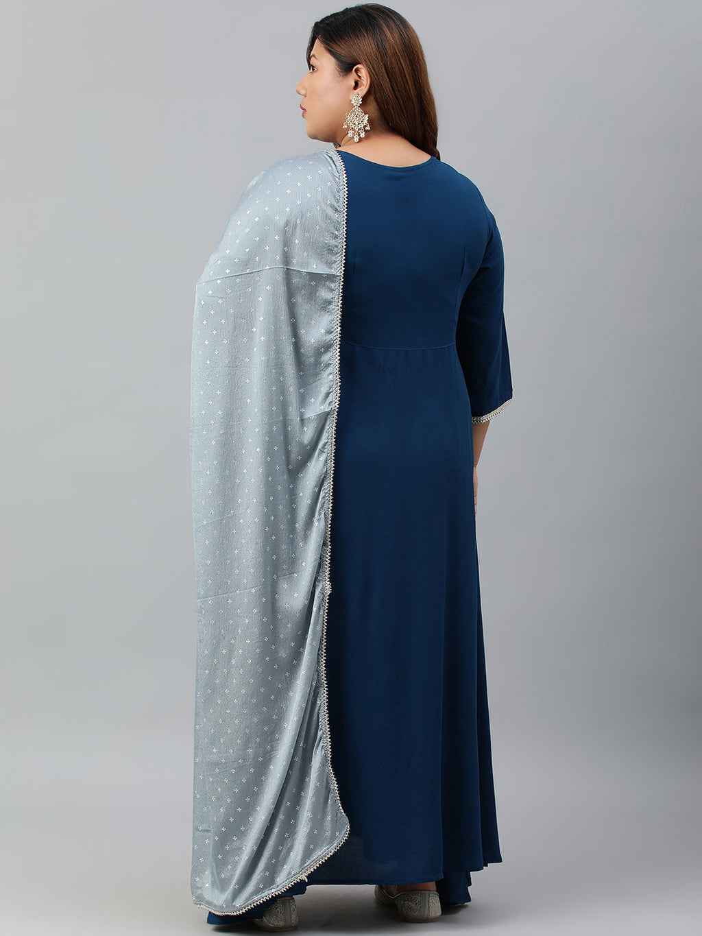 Janasya XL LOVE by Janasya Women's Plus Size Teal Rayon Kurta and Dupatta - Distacart
