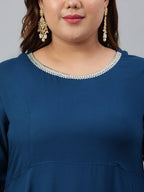 Janasya XL LOVE by Janasya Women's Plus Size Teal Rayon Kurta and Dupatta - Distacart