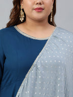 Janasya XL LOVE by Janasya Women's Plus Size Teal Rayon Kurta and Dupatta - Distacart