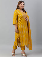 Janasya XL LOVE by Janasya Women's Plus Size Mustard Rayon Kurta With Pant and Dupatta - Distacart