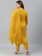 Janasya XL LOVE by Janasya Women's Plus Size Mustard Rayon Kurta With Pant and Dupatta - Distacart