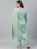 Janasya XL LOVE by Janasya Women's Plus Size Mint Green Rayon Kurta With Pant and Dupatta - Distacart