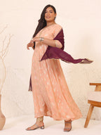 Janasya Peach Georgette Foil Printed Set - Distacart