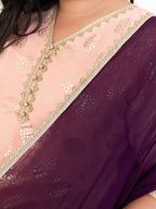 Janasya Peach Georgette Foil Printed Set - Distacart
