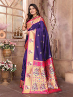 Joban Fashion Paithani Purple Woven Soft Silk Saree - Distacart
