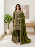 Prazu Fashion Mahendi Jimmy Silk Sequin Embroidered Sharara Suit - Distacart
