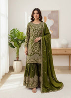 Prazu Fashion Mahendi Jimmy Silk Sequin Embroidered Sharara Suit - Distacart