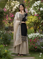Prazu Fashion Black Jimmy Silk Embroidery Dori Sequence Palazzo Suit - Distacart